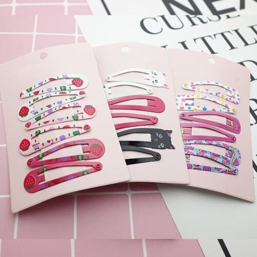 Q 6Pcs Cartoon Animal Fruit Candy Color Girls Hairpins Hair Accessories Kids Water Drop BB Hair Clip Headwear Princess Barrette