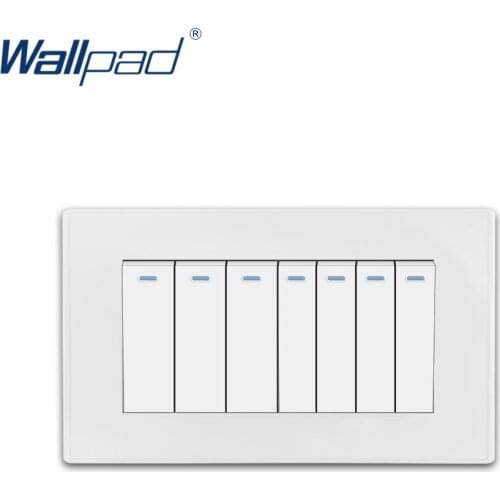 7 Gang Reset Momentary Contact Wallpad Luxury White PC Panel Wall Light Switch Rocker Switch 16A AC110~250V
