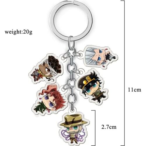 5pcs Fashion Keychain JoJos Bizarre Adventure Figure Pendant Key Chain Key Ring KeyHolder Charms Men ladys gift
