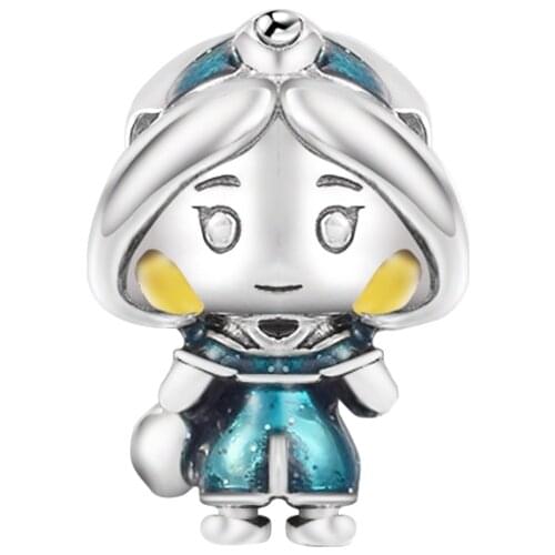 2021 Newest 925 Sterling Silver Princess Tiana Jasmine Ariel Charm Beads Women DIY Jewelry Gift Fit Pandora Bracelets Kralen