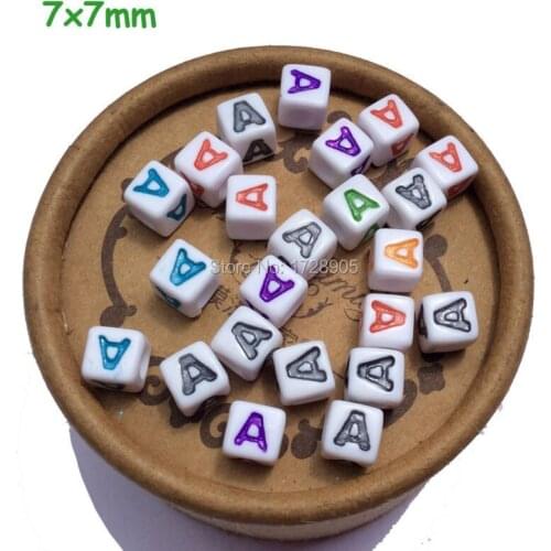 Beads for Jewelry making Acrylic Beads Alphabet Beads A to Z Separate Letter Beads Cube Spacer Beads 7mm 1900pcs Square Beads