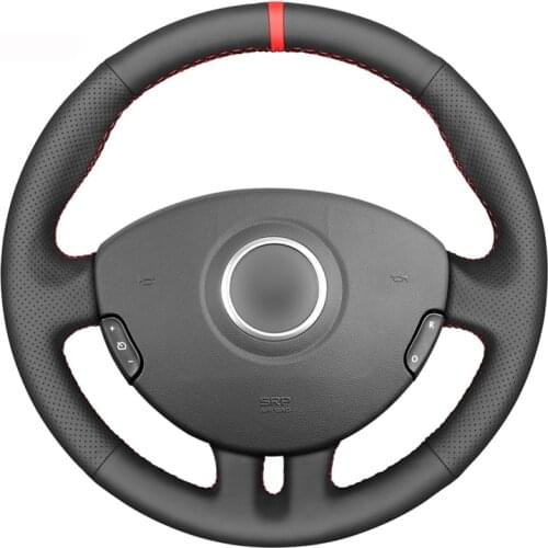 Black PU Faux Leather DIY Red Marker Hand-stitched Car Steering Wheel Cover for Renault Clio 3 2005-2013 Clio 3 2005-2013 Parts