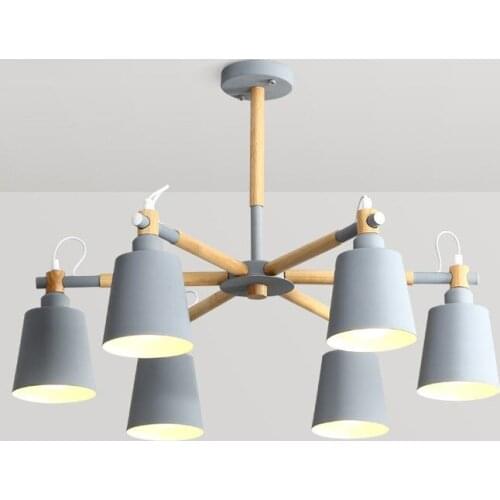 Wood Pendant Lights Macaron Modern Lamp Black Grey Loft Living Room Bedroom Kitchen Lamp Nordic Led Suspension Wood Fixture Deco