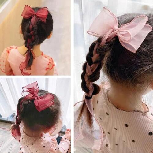Children Cute Colors Ribbon Lace Bow Ornament Hair Sweet Accessories Hairpins Lovely Girls Hair Barrettes Clips Kids J2H6