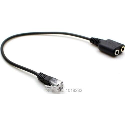 Dual 3.5mm Female to RJ9 Modular RJ9 to 2x3.5mm Female Headphone Cable Adapter - Connecting PC/Computer Headphone on Telephone