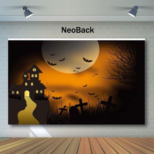 NeoBack Moon Forest Old Trees Backdrop Retro Terror Castle Photo Background Haystack Kids Children Night Photography Backdrops