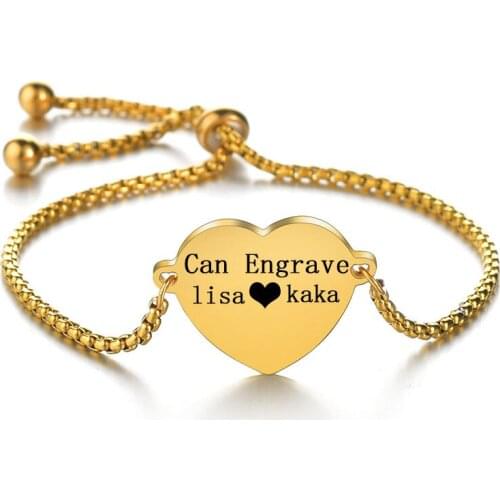 Customized Engrave Photo Name Date Bracelet Stainless Steel Personalized Adjustable Bangles For Women ID Tag Birthday Gift