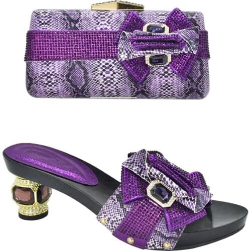 Italy Designer Luxury Wedding Decorated with Rhinestone African Nigeria Elegant Summer Woman Pumps Shoes and Bags Set Party Shoe