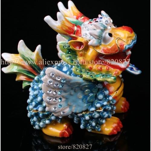 Collectible Fengshui Dragon Statue Trinket Box Unique Dragon Souvenir Home Office Decoration Business Gift Dragon Metal Crafts