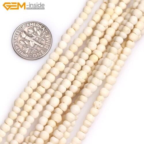 Gem-inside 4mm Natural White Yellow Rondelle Spacer Bone Beads for Jewelry Making 12.7inches About 100 pcs DIY Jewelry