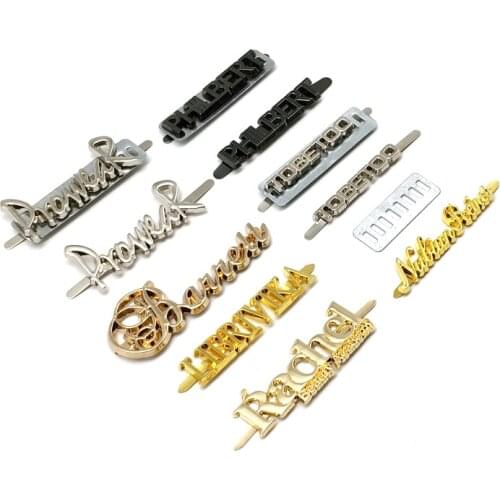 Custom Brand Logo Metal Plate Labels For Handbag Customized Metal Head For Belt Customize Metal Logotype For Clothing Marker