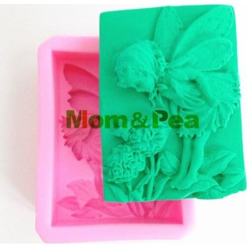 Mom&Pea 0394 Free Shipping Flower Fairy Silicone Soap Mold Cake Decoration Fondant Cake 3D Mold Food Grade Silicone Mould