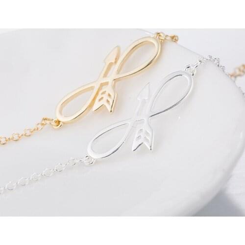 Creative Number 8 Arrow Pendant Bracelet For Women Simple Design Gold Silver Color Hand Chain Accessories Fashion Party Jewelry
