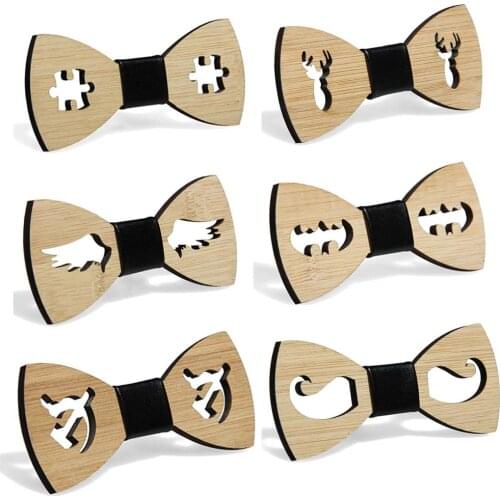 Fashion Weastern Bamboo Elegant Bow Ties Handmade Butterfly Wedding Party Bow Ties Butterfly Bamboo Unique Tie Mens Ties