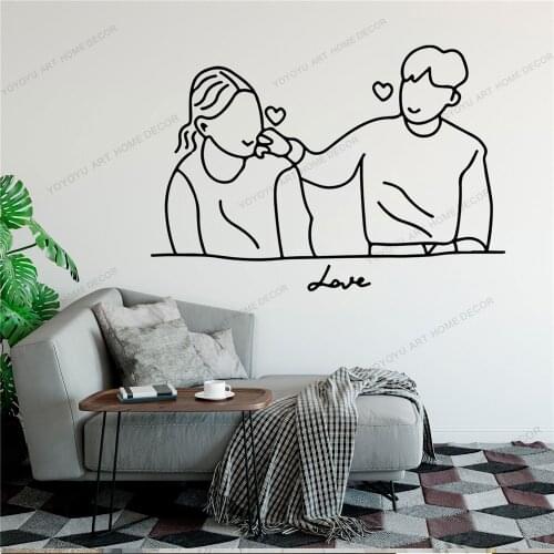 Couple Line Draw Art Wall Sticker For Home Decor Living Room Fashion Wall Decals Valentines Removable Murals Wallpoof CX1428