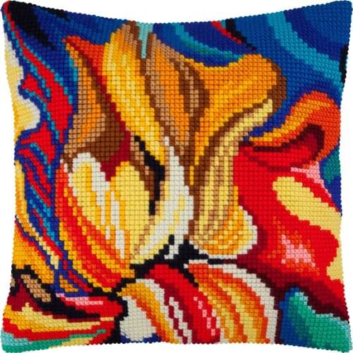 DIY Cross Stitch Cushion Cover Gouache Needlepoint Kits Pre-Printed Canvas Chunky Yarn Cross-stitch Pillow Case Arts & Crafts