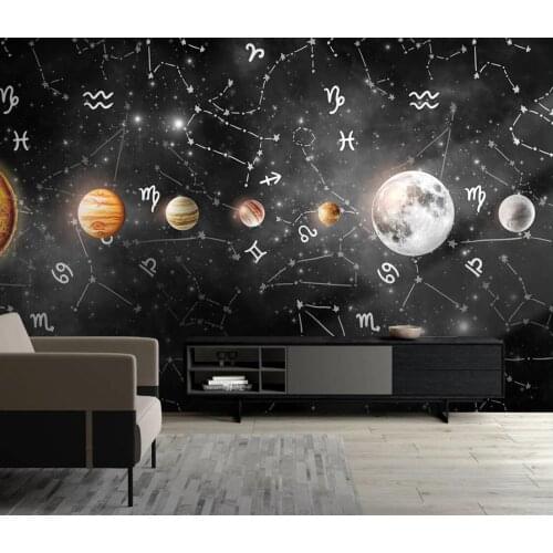 Custom wallpaper starry sky twelve constellations black and white mural home decoration living room bedroom mural 3d wallpaper