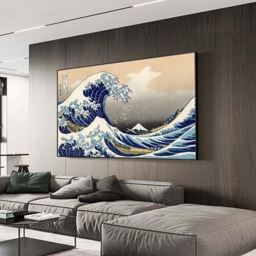 Kanagawa Canvas Paintings Japanese Famous Posters and Prints Prints Reproductions Waves Wall Art Pictures Home Decoration