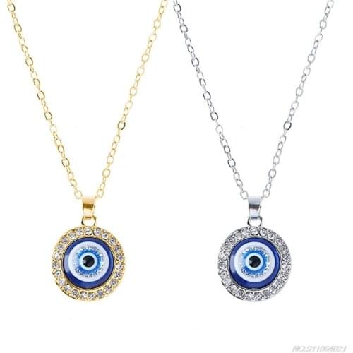 Dot Diamond Evil Eye Necklace for Women Men Blue Turkish Golden/Silver Chain Evil Eye Necklace Lucky Protection Necklace au12 21
