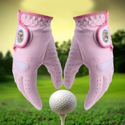 A Pair Of Golf Gloves Ladies Microfiber Cloth Sunscreen Breathable Wear-Resistant Washable Non-Slip Elastic Gloves Sports Gloves