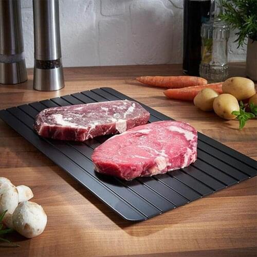 23*16.5*0.2cm Food Rapid Thawing Plate Beef Pork Seafood Kitchen Tool 9 times Speed Defrosting Board Aluminum Portable 230gE