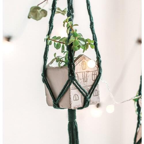 Hand-woven Macrame Cotton Rope Flower Pot Hanging Basket Net Bag Knotted Rope Flowerpot Plant Holder Home Garden Decor ALI88