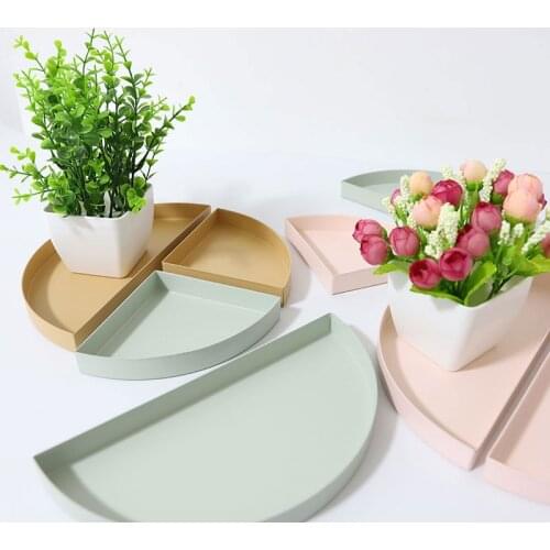 Semicircular Metal Tray Jewelry Storage Fruit Tray Candy Tray Dinner Plate Desktop Storage Tray Geometry Menagerie Tableware