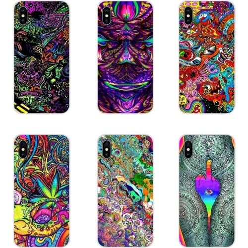 Transparent TPU Cases For Apple iPhone X XR XS 11Pro MAX 4S 5S 5C SE 6S 7 8 Plus ipod touch 5 6 Colourful Psychedelic Trippy Art