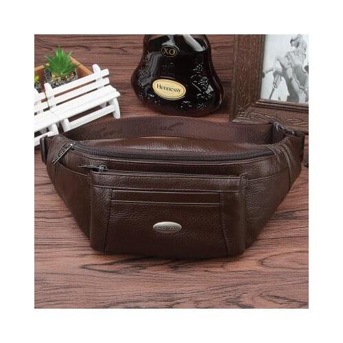 Retro Locomotive Waist Bag New Style Genuine Leather Male Bags for Fashion Belt Bag Men Travel Fanny Pack Classic