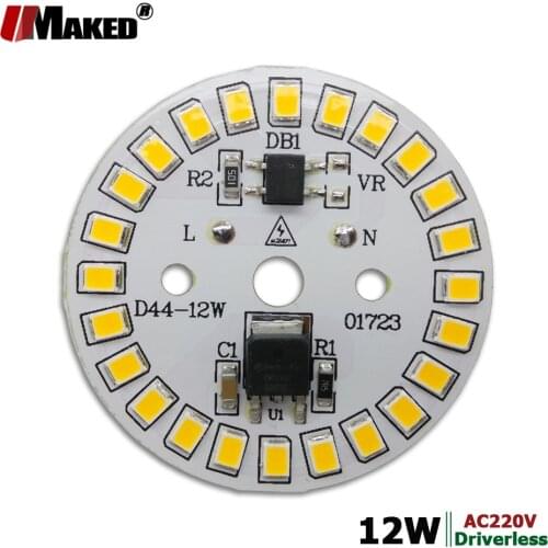 AC220V LED PCB 12W Dia44mm SMD2835 1080lm LED Module Aluminum lamp plate Smart IC Driver Bulb Pannel Dowlight Source Warm/White