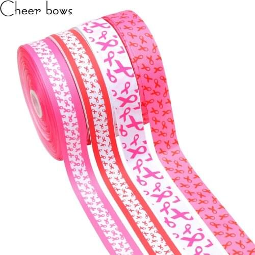 Cheer bows 38mm/40mm Grosgrain Ribbon AIDS Printed Pink Design Ribbon For Quilt Patchwork DIY Handmade Hair Bow Accessories