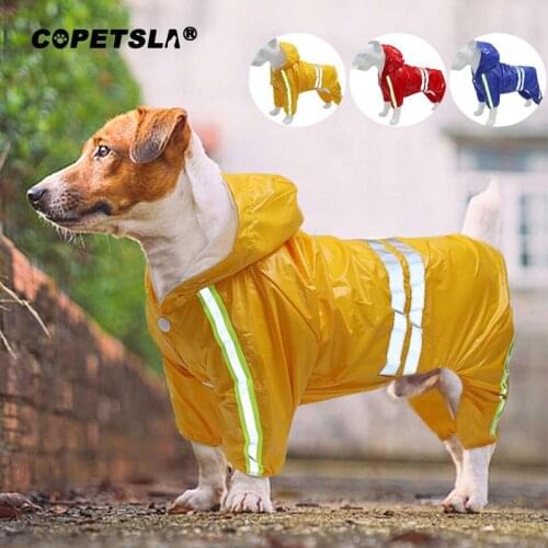 Pet Dog Waterproof Raincoat Jumpsuit Reflective Rain Coat Sunscreen Dog Outdoor Clothes Jacket for Small Dog Pet Supplies