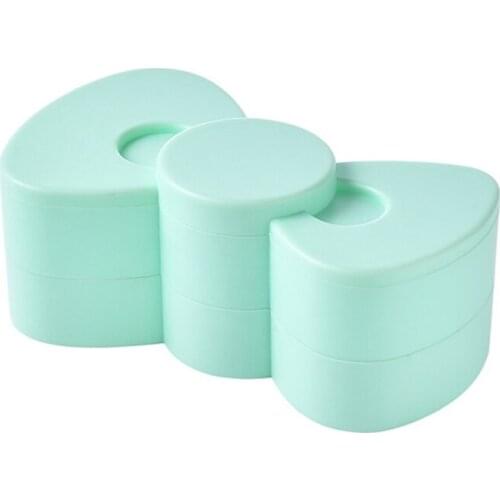 1Pc Bow Shape Rotating 2 Layer Jewelry Box Earrings Necklace Jewelry Organizer 4 Grids Dust-Proof Jewelry Display