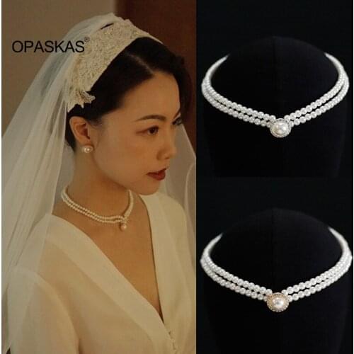 Pearl Necklace Double Layer Simple Style Retro Prom Party Festival Classic Accessories for Women and Girls VL