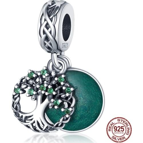 New 100% Real 925 Sterling Silver Zircon Apple Tree Fit Original Pandora Bracelet&Bangle Making Fashion DIY Jewelry For Women