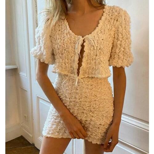 2021 Y2K Womens Sexy T-shirt and Skirt Suit Fashion Solid Color Short Sleeve Cardigan and Short Skirt