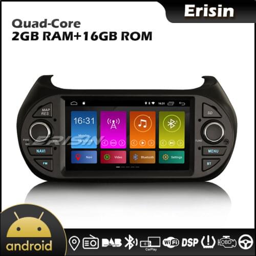 3075 Quad Core 7" Android 10.0 Autoradio DAB CarPlay GPS for Fiat Fiorino Citroen Nemo Peugeot Bipper