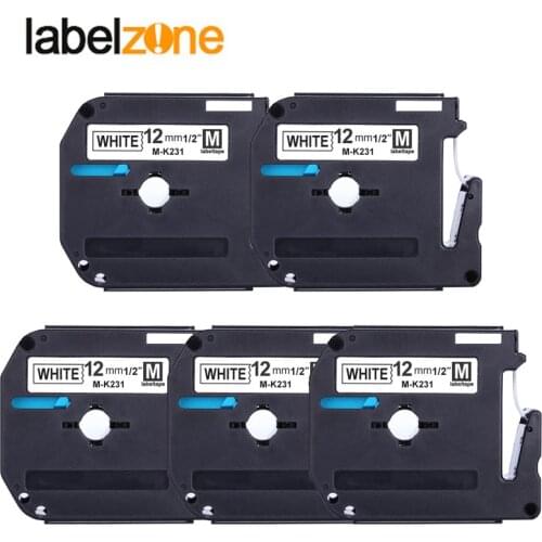 5pcs 12mm mk231 Label tapes Compatible for Brother p-touch Label Printer M Tape MK231 M-K231 MK-231 label ribbon cassette