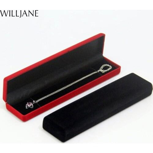 Long Necklace Display Box Quality Velvet Bracelet Packaging Box Engagement Wedding Gift Chain Jewelry Storage Presentation Case