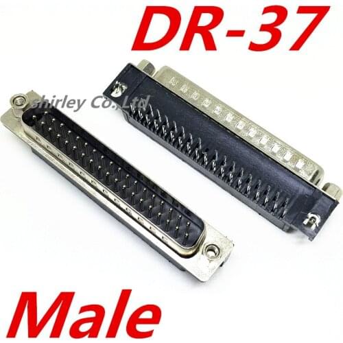 Free shiiping 10PCS serial port DR37 Male socket/Plug connector 37pin copper DR-37 socket VGA 90 degrees