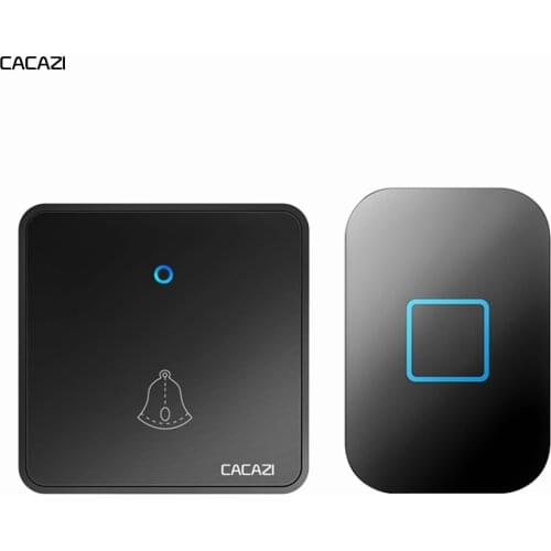 CACAZI Wireless Doorbell Waterproof 300M Remote 60 Chimes CR2032 Battery Transmitter Receiver US EU UK Plug Smart Home Ring Bell