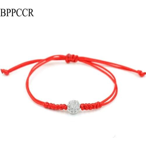 BPPCCR Minimalist Red Rope String Thread Braid Bracelets Zircon Balls Bracelet Female Mujer Pulseras Lucky Lovers Jewelry Gifts