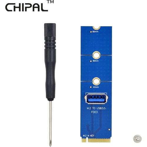 CHIPAL 10pcs 2017 Hot NGFF M.2 to USB 3.0 Transfer Card M2 M key to USB3.0 Adapter for PCI-E Riser Card for BTC LTC ETH Mining