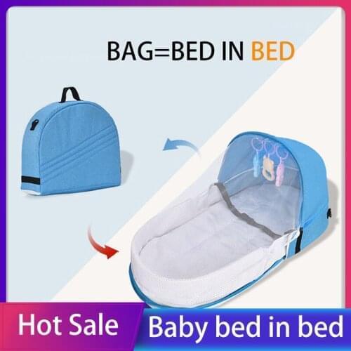 IMBABY Baby Bed Guide Foldable Baby Nest Safety Cribs For Newborns Convenient Outdoor Travel With Mosquito Net & Seat Belt & Toy