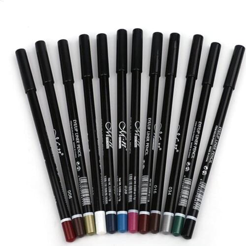 12 Pcs/Set Eyeliner Pencil Color Waterproof Eyebrow Long Lasting Eye Pencil Easy to Wear Cosmetics Tools Eye Liner Kit Makeup