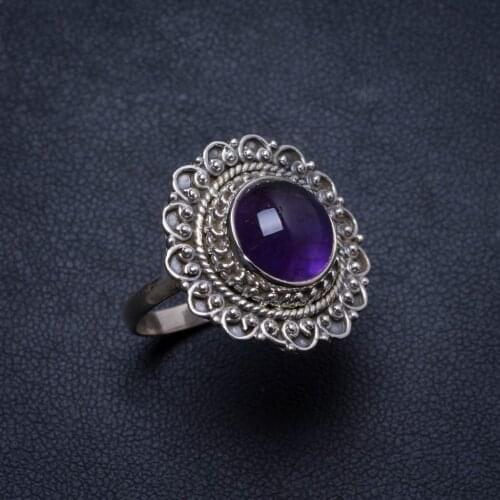 Natural Amethyst Handmade Unique 925 Sterling Silver Ring, US size 8.75 X2856