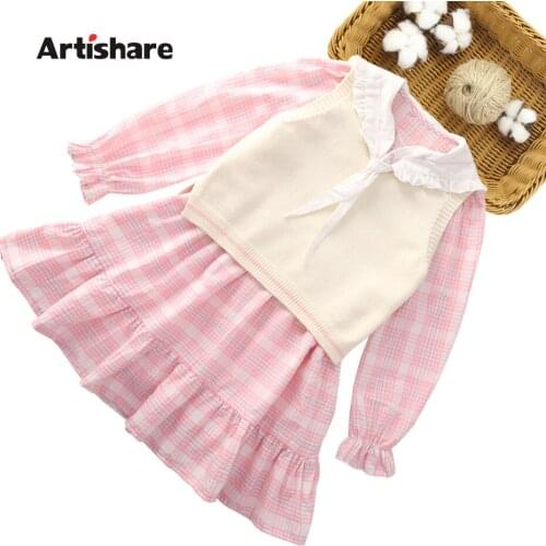 Girls Clothes Set Solid Color Girl Clothes Vest + Dress Kids Girls Clothes Spring Autumn Kids Clothing 6 8 10 12 14