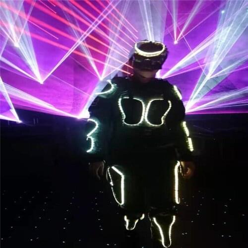 KS63 RGB colorful led light costumes dj luminous led robot men suit dance wears armor outfits bar dress clothe party perform led