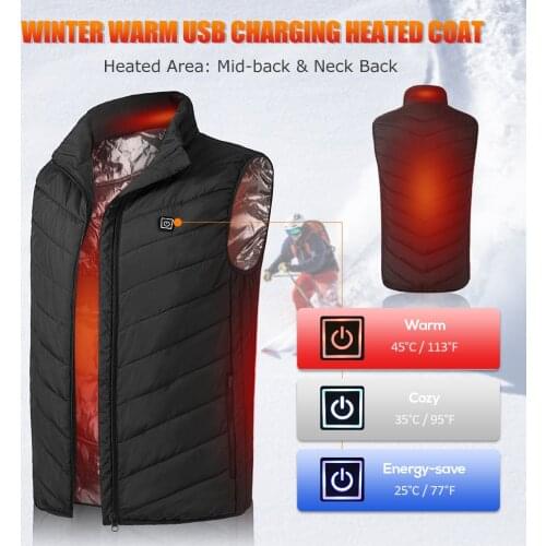 Lightweight Winter Warm Waistcoat Electric Heating Vest USB Charging Heated Coat Thermal Vest with Pocket for Walking Camping