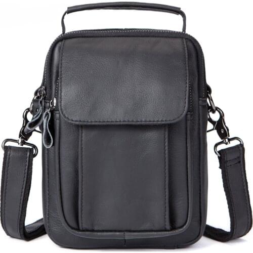 Multifunctional mens bag, mens leather shoulder messenger bag, retro first layer cowhide vertical style